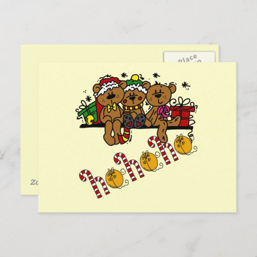 Ho Ho Ho Teddy Bears Postkarte (Vorne/Hinten)