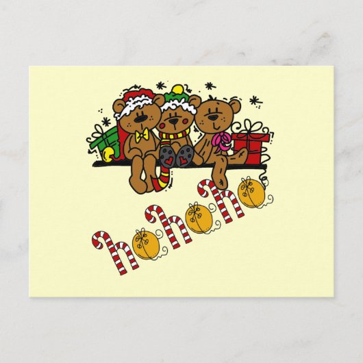 Ho Ho Ho Teddy Bears Postkarte (Vorderseite)
