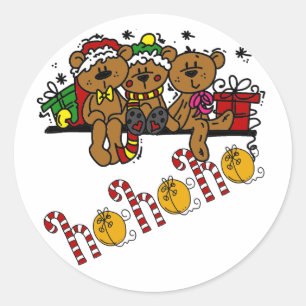 Ho Ho Ho Teddy Bears Runder Aufkleber
