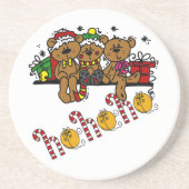 Ho Ho Ho Teddy Bears Sandstein Untersetzer (Vorne)