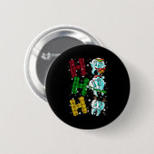 Ho Ho Ho Teeth Santa Claus Dentist Ugly Christmas Button (Vorne & Hinten)