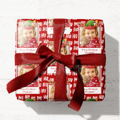 Ho Ho Ho Text Holiday Pattern mit Foto Weihnachten Geschenkpapier