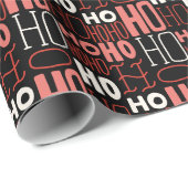 Ho Ho Ho Typografie Christmas Black Geschenkpapier (Rolleneckpunkt)