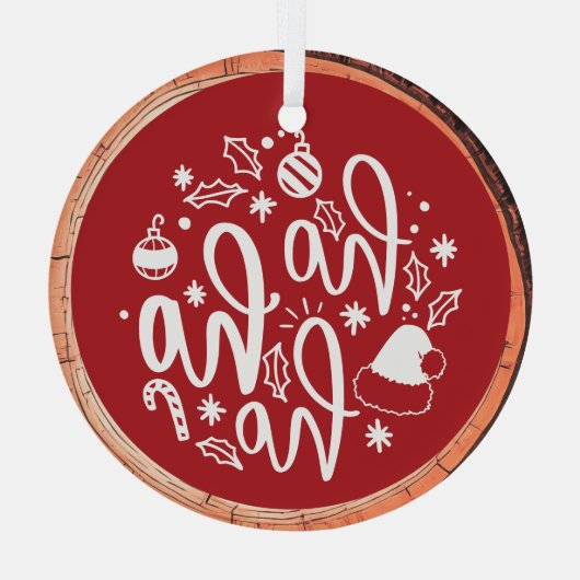 Ho Ho Ho Typografie Keepake Tree Ornament Aus Glas (Rückseite)