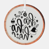 Ho Ho Ho Typografie Keepake Tree Ornament Aus Glas (Rückseite)