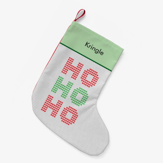 Ho Ho Ho Typografie Weihnachtssüßer Kleiner Weihnachtsstrumpf (Vorderansicht (hängend))