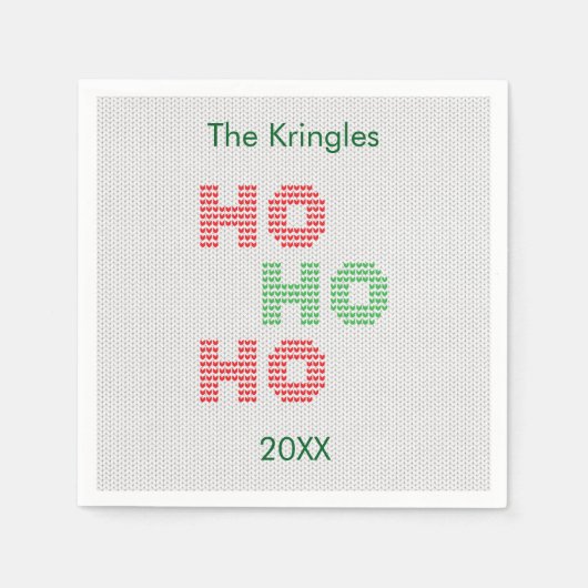 Ho Ho Ho Typografie Weihnachtssüßer Serviette (Vorderseite)