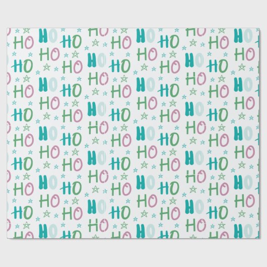 Ho Ho Ho und Stars Pastel Moderne Weihnachten Geschenkpapier (Flach)