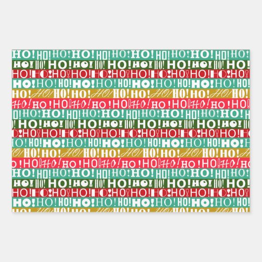 HO! HO! HO! Urlaubspapier, rot und grün Geschenkpapier Set (Vorderseite)