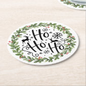 Ho Ho Ho Watercolor Wreath Runder Pappuntersetzer (Angewinkelt)