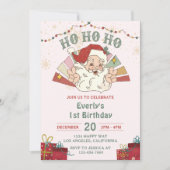 Ho Ho Ho Weihnachten 1. Geburtstag Party Einladung (Vorderseite)