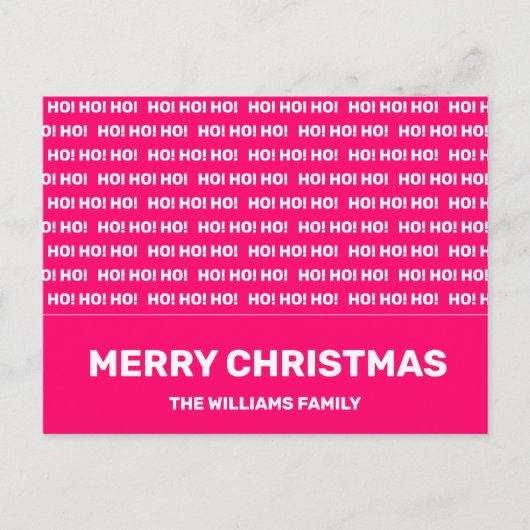 Ho Ho Ho Weihnachten Hot Pink Typografy Minimal (Vorderseite)
