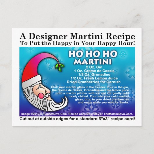 Ho Ho Ho Weihnachten Martini Rezept Postkarte (Vorderseite)