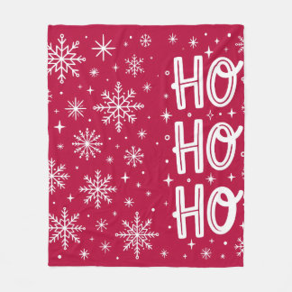Ho Ho Ho Weihnachten Rot Schneeflocken Fleece-Deck Fleecedecke