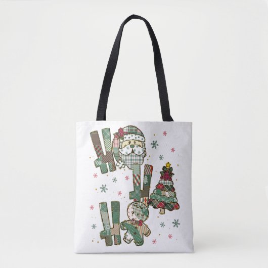 Ho Ho Ho Weihnachtliches Patchwork Tasche (Vorderseite)