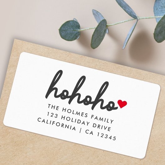 Ho Ho Ho | Weihnachts-Herz-Rücksendeadresse Adressaufkleber