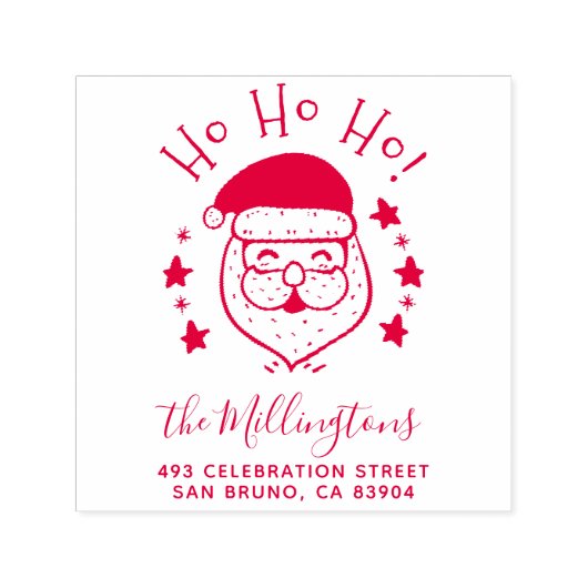 Ho Ho Ho! | Weihnachts-Rücksendeadresse lächeln Permastempel (Design)
