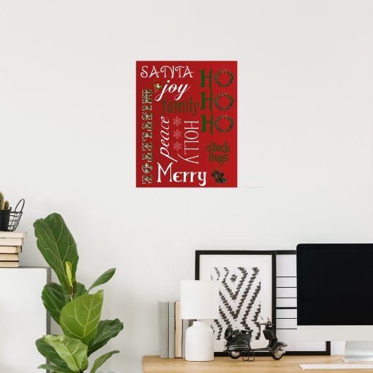 HO HO HO Weihnachts Worte Poster oder Print (Heimbüro)