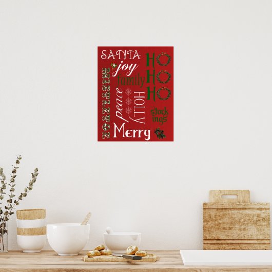 HO HO HO Weihnachts Worte Poster oder Print (Küche)