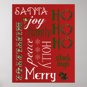 HO HO HO Weihnachts Worte Poster oder Print