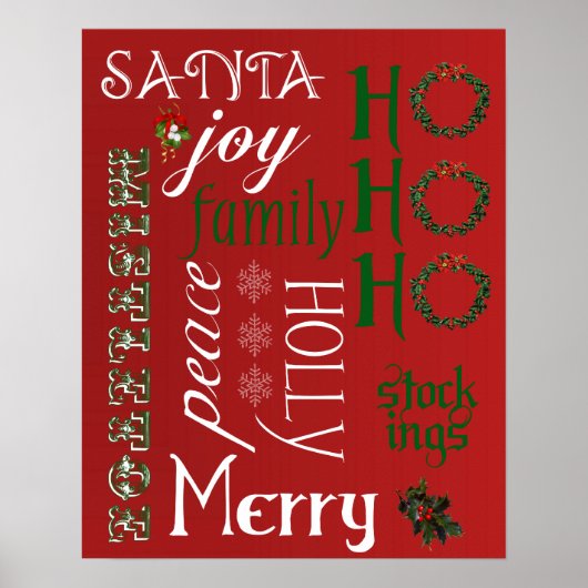 HO HO HO Weihnachts Worte Poster oder Print (Vorne)
