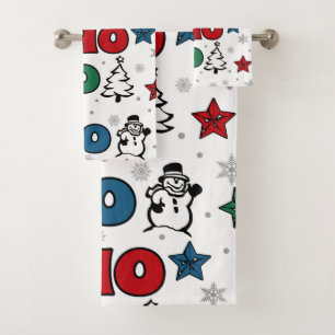 Ho-Ho-Ho Weihnachtsdesign Badhandtuch Set