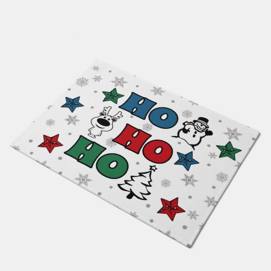 Ho-Ho-Ho Weihnachtsdesign Fußmatte (Schrägansicht)