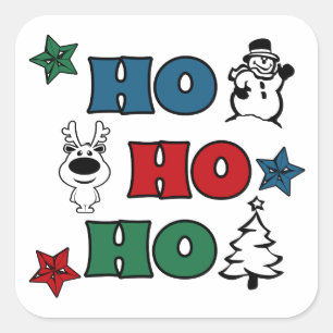 Ho-Ho-Ho Weihnachtsdesign Quadratischer Aufkleber