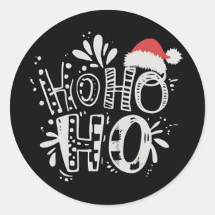 HO HO HO Weihnachtsfamilie Santa Hut Urlaub  Runder Aufkleber