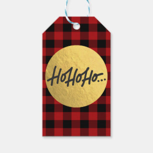 HO HO HO Weihnachtsfeiertage Roter Buffalo-Karo Go Geschenkanhänger