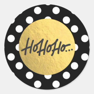 HO HO HO Weihnachtsferien Schwarz Weiß Punkte Runder Aufkleber