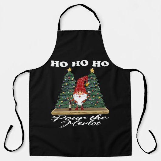 Ho Ho Ho Weihnachtsgnome Pour the Merlot Schürze (Vorderseite)