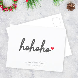 Ho Ho Ho | Weihnachtsherz Modernes Minimalistisch Feiertagspostkarte