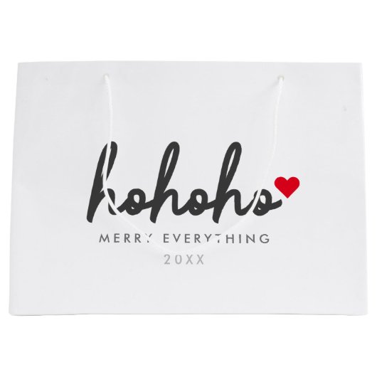 Ho Ho Ho | Weihnachtsherz Modernes Minimalistisch Große Geschenktüte (Vorderseite)