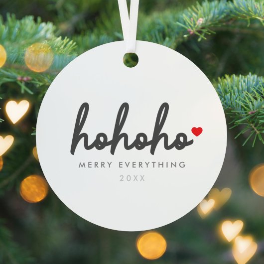 Ho Ho Ho | Weihnachtsherz Modernes Minimalistisch Ornament Aus Metall