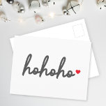 Ho Ho Ho | Weihnachtsherz Modernes Minimalistisch Postkarte<br><div class="desc">Moderne,  minimalistische Postkarte mit "ho ho ho ho" in Schrift-Handschrift Typografie in schwarz gefolgt von einem niedlichen roten Liebe Herz. Das perfekte Geschenk oder Accessoire mit einem super festlichen Weihnachtsgefühl für die Ferien,  die Sie Liebe!</div>