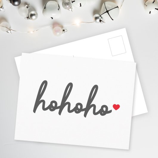 Ho Ho Ho | Weihnachtsherz Modernes Minimalistisch Postkarte