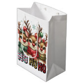 Ho Ho Ho Weihnachtskarte Mittlere Geschenktüte (Vorderseite Schrägansicht)