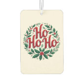 Ho Ho Ho Weihnachtskranz-Typografie-Design Autolufterfrischer (Rückseite)