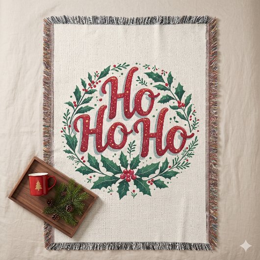 Ho Ho Ho Weihnachtskranz-Typografie-Design Decke