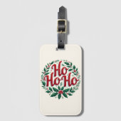 Ho Ho Ho Weihnachtskranz-Typografie-Design Gepäckanhänger (Vorderseite Vertikal)
