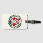 Ho Ho Ho Weihnachtskranz-Typografie-Design Gepäckanhänger (Vorderseite (Horizontal))