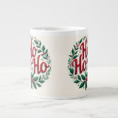 Ho Ho Ho Weihnachtskranz-Typografie-Design Jumbo-Tasse (Vorderseite)