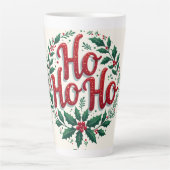 Ho Ho Ho Weihnachtskranz-Typografie-Design Milchtasse (Vorderseite)