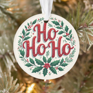 Ho Ho Ho Weihnachtskranz-Typografie-Design Ornament