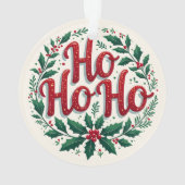 Ho Ho Ho Weihnachtskranz-Typografie-Design Ornament (Rückseite)