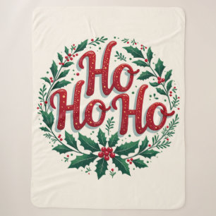 Ho Ho Ho Weihnachtskranz-Typografie-Design Sherpadecke