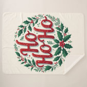Ho Ho Ho Weihnachtskranz-Typografie-Design Sherpadecke (Vorderseite (Horizontal))