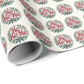 Ho Ho Ho Weihnachtskränze Typografie Design Geschenkpapier (Rolleneckpunkt)