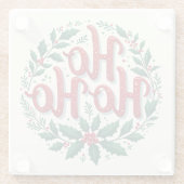 Ho Ho Ho Weihnachtskränze-Typografie-Design Glasuntersetzer (Rückseite)